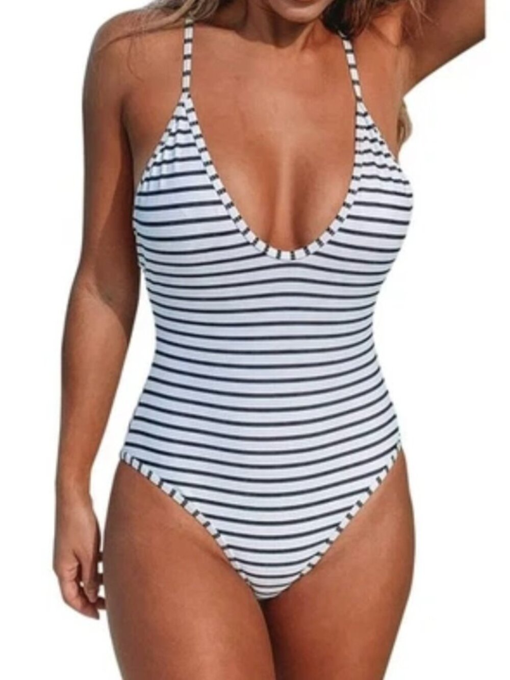 NWT Cupshe Lasting Appeal Stripe One-Piece Swimsuit Women's Size Medium